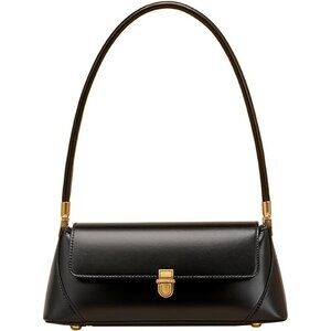 Vintage Small Black Shoulder Bag for Women Zipper Closure and Classic Design